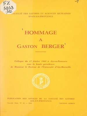 cover image of Hommage à Gaston Berger